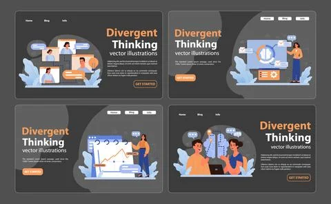 Divergent Thinking set. Flat vector illustration Illustrazione stock