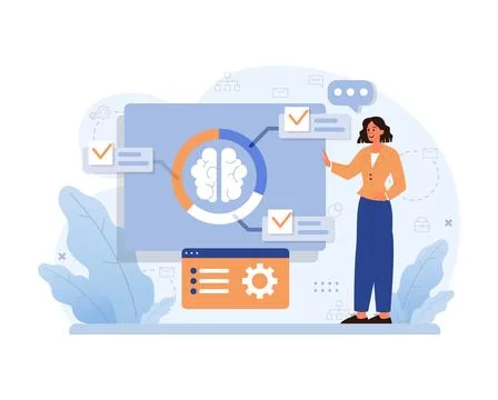 Divergent thinking visualization. Flat vector illustration Stockillustratie