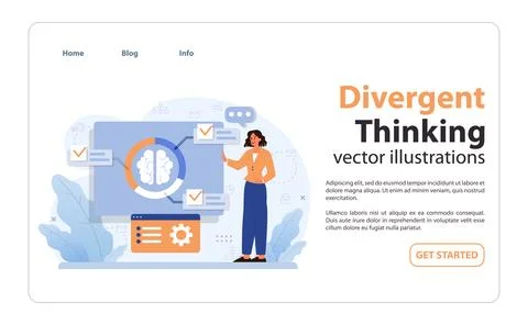 Divergent thinking visualization. Flat vector illustration 스톡 일러스트