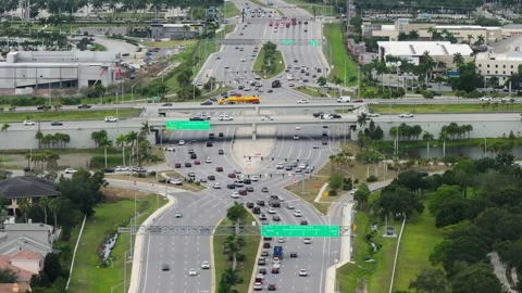 Diverging diamond interchange at highway intersection in Sarasota, Florida urban Stock Footage 318106482