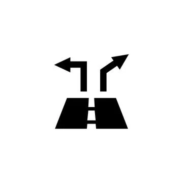 Diverging road icon with two directional arrows Stock Illustration