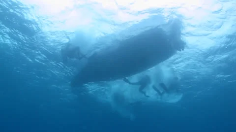 Divers in back light Stock Footage 25066361