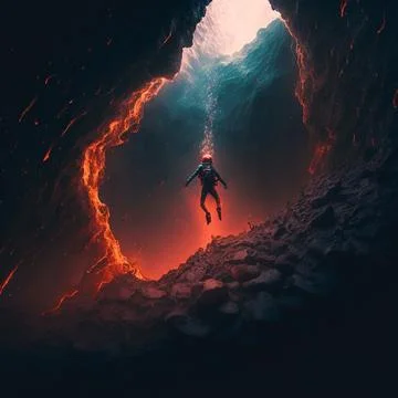 Diver's cave dive Stock Illustration