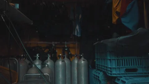Diver's equipment locker Stock Footage 151037296