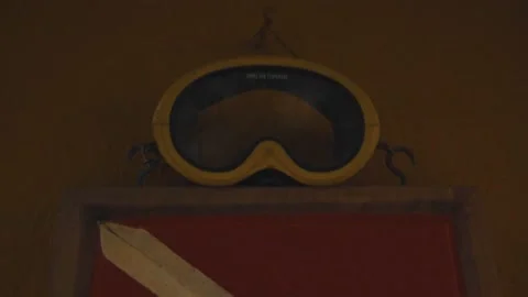 Diver's mask on the wall Stock Footage 151046051