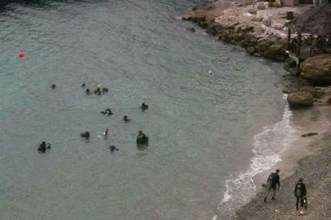 Divers preparing to dive 1 PAL Video stock 265247