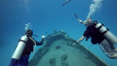 Divers Shoot Video Underwater Stock-Footage 75798719