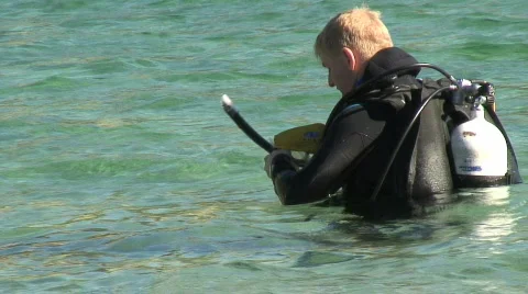 Divers on surface Stock Footage 276329