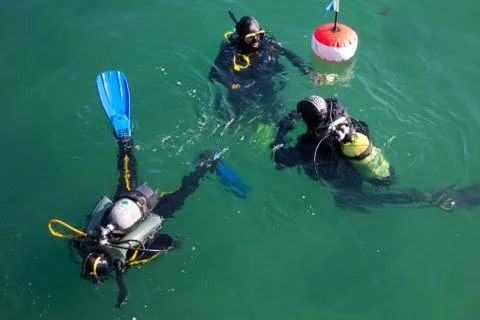 Divers on surface Stock Photos