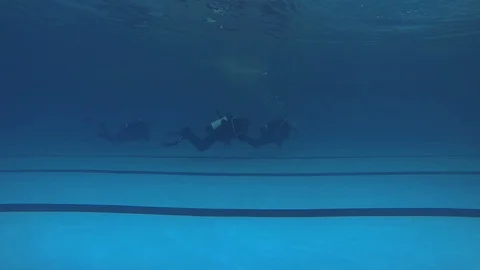 Divers swimming in the pool Stock-Footage 88929101
