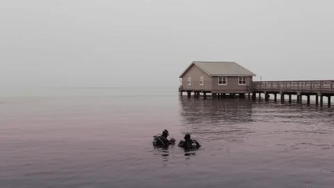 Divers in the water Stock Photos