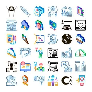 Diverse abstract icon collection displaying various concepts 스톡 일러스트