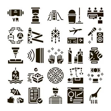 Diverse activity concepts set glyph icons collection イラスト素材