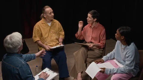 Diverse Actors Practicing Spelling during Acting Class Stock Footage 311452701