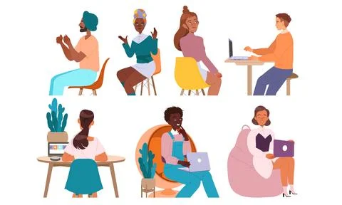 Diverse and talented professionals from various fields engaged in innovative Stock Illustration