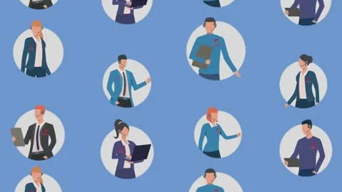 Diverse animation of different professions of people in a circular frame Stock Footage 281305371
