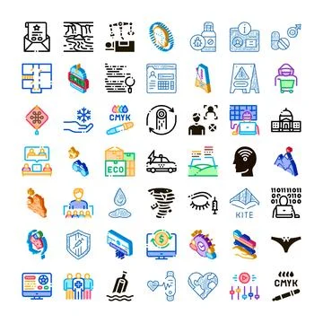 Diverse application icons representing modern technology and abstract concept Stock Illustration