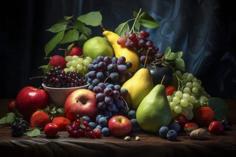  Diverse array of vibrant exotic fruits presented in a tantalizing composi... Stock-Fotos