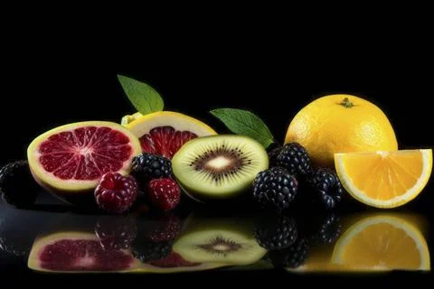  Diverse array of vibrant exotic fruits presented in a tantalizing composi... 写真素材