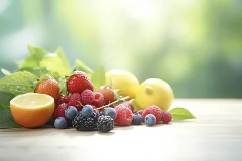  Diverse array of vibrant exotic fruits presented in a tantalizing composi... Stock Photos