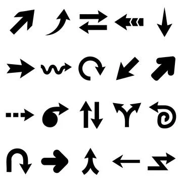 Diverse arrows big vector illustration silhouette set on white background Stock Illustration