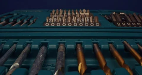 A diverse assortment of a Precision Screwdriver Bit Set placed neatly on the Stock Footage 297952635