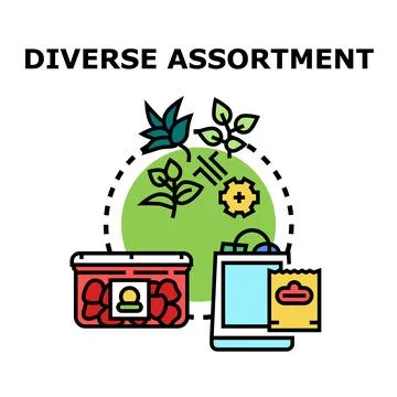 Diverse assortment of products, natural elements, and services concept Stock Illustration