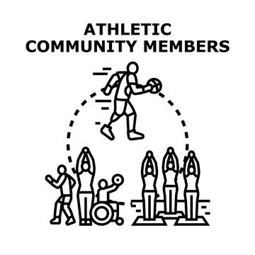 Diverse athletic community members practicing various sports Stock Illustration