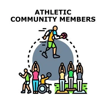 Diverse athletic community members practicing various sports Stock Illustration