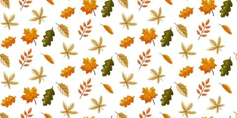 Diverse Autumn Leaves Scattered Pattern Stock-Illustration