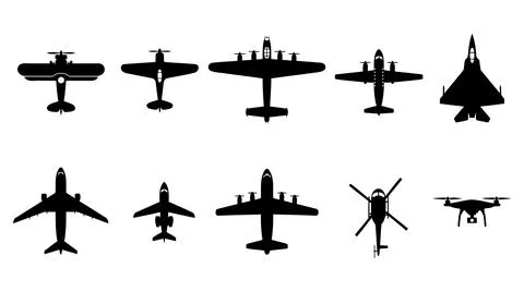 Diverse aviation collection with multi rotor unmanned aerial vehicle Stock Illustration