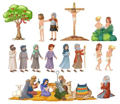 Diverse Biblical Scenes and Characters Stock Illustration