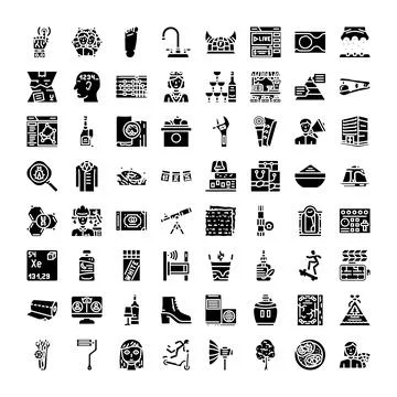 Diverse black and white solid web icons set Stockillustratie