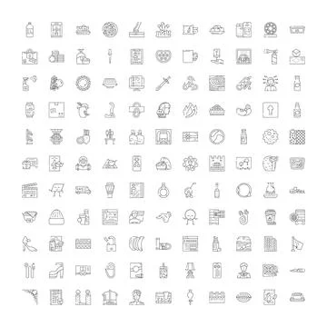 Diverse black line icons vector set collection 스톡 일러스트