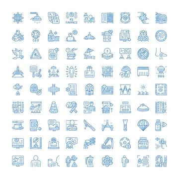 Diverse blue sketch style web interface icons Ilustración de archivo