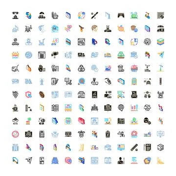 Diverse business and technology flat design icon set Stock Illustration