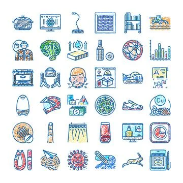 Diverse business computer graph nature education science icons Ilustración de archivo