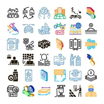 Diverse business industry process and service icons collection Stockillustratie