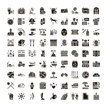 Diverse business industry solid glyph icons set Stock Illustration