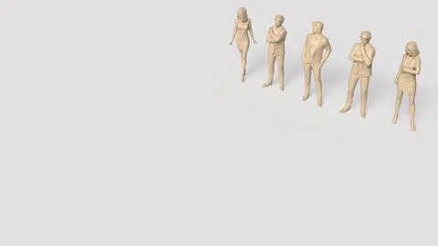 Diverse Business Team Standing in Professional Poses 3d render.. Stock Illustration