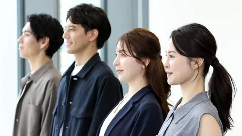 Diverse Business Team Turning to Camera Together in Modern Office Stock-Footage 344233367