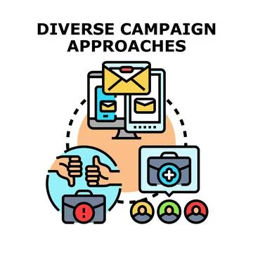 Diverse campaign approaches using digital marketing strategies and feedback Stock Illustration