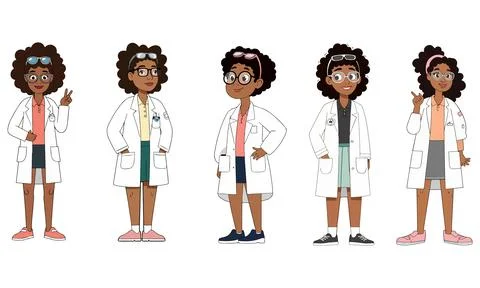 Diverse Cartoon Scientists Stock Illustration