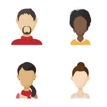 Diverse cartoon user avatars representing different people profiles Stock Illustration