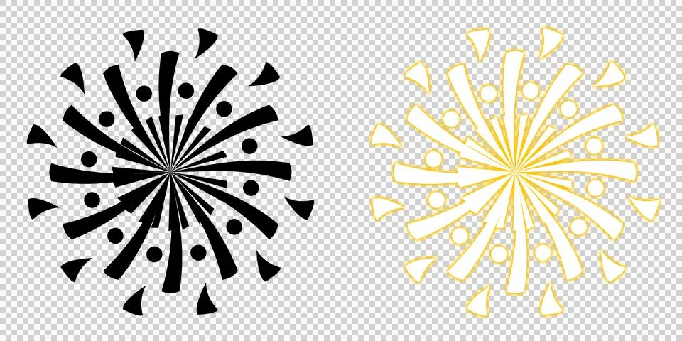 Diverse celebratory starburst patterns featuring a black stylized explosion.. Stock Illustration