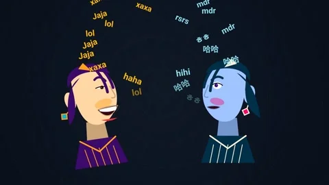 Diverse Characters Sharing Internet Slang Laughter In Global Communication Stock Footage 341266421