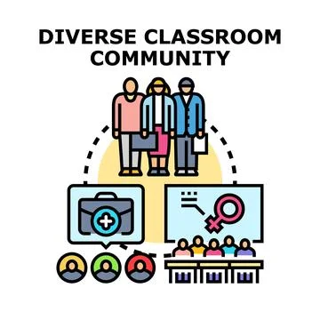Diverse classroom community concept vector illustration Stock Illustration