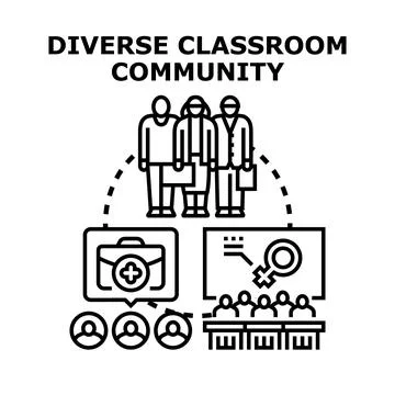 Diverse classroom community concept vector illustration Stock Illustration