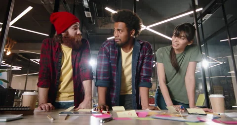 Diverse colleagues working on development or marketing strategy. Creative team Stock Footage 152104855