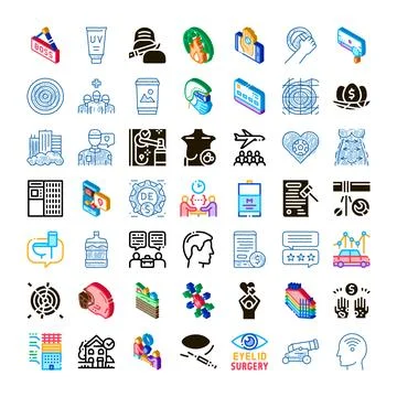 Diverse collection 3d isometric sketch icons set Stock Illustration